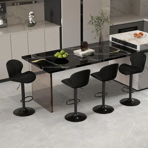 Miniatura 19 de Youhauchair - Juego de 2 taburetes de bar modernos, de terciopelo con altura ajustable y giratorios, sillas de isla de cocina sin brazos con Azul