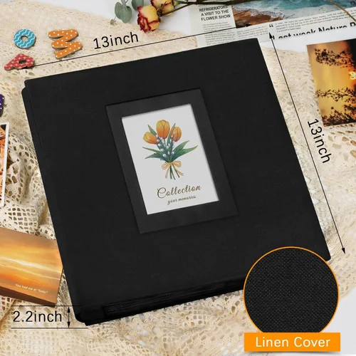 Miniatura 2 de Álbum de fotos de 4 x 6 pulgadas, 600 fotos, cubierta de tela de lino, de gran capacidad, libros, álbumes de boda, escuela, aniversario familiar