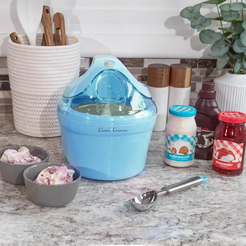 Miniatura 7 de Máquina para hacer helados – Máquina de helados de 1 cuarto de galón para hacer sorbete, helado, helado y yogur congelado – Electrodomésticos de Azul