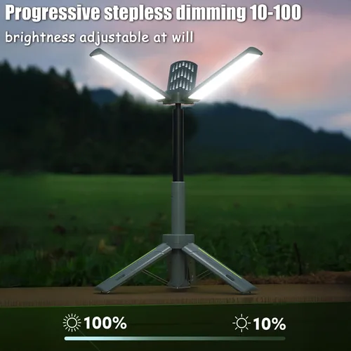 Miniatura 3 de Luces de campamento recargables con soporte, luces de trabajo telescópicas inalámbricas con 3 cabezales de lámpara LED, linterna de trípode