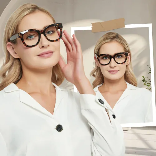 Miniatura 3 de JiSoo Gafas de lectura de gran tamaño para mujeres y hombres, elegantes lentes de diseño para mujeres con marco grande