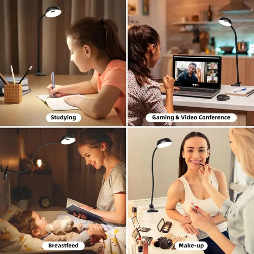 Miniatura 6 de LiFMIRA Luz de lectura para cabeceros de cama, luz LED con clip, luz de lectura con abrazadera, lámpara de escritorio amigable con los ojos, 3 modos
