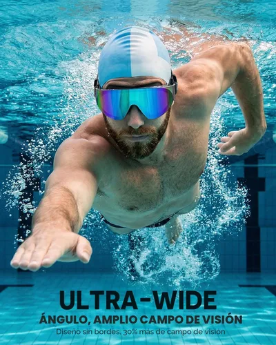 Miniatura 2 de Zoomsnail Swim Goggles 2 Pack, Rimless Wide View Swimming Goggles for Adult, Anti-Fog UV Leaking Pool Goggles for Men Women azul y Silver