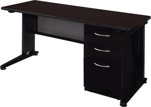 Miniatura 32 de Regency Fusion - Escritorio para profesores de 48 x 24 pulgadas con unidad de cajón de pedestal individual, color cereza