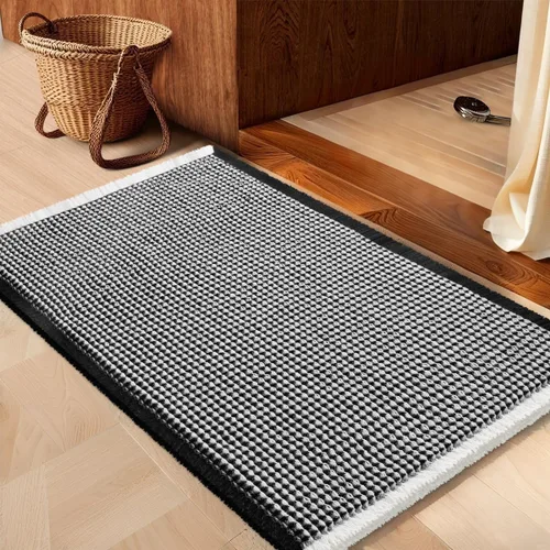Miniatura 10 de IM HOME Tapete de baño de punto gofre, color caqui, de 24 x 17 pulgadas, tejido bohemio, moderno, absorbente, antideslizante, suave, lavable