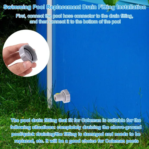 Miniatura 6 de 2 piezas de repuesto para piscina Coleman, tapa de válvula de drenaje y conector de manguera compatible con accesorios de piscina Coleman, piezas