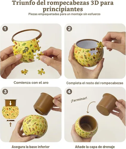Miniatura 6 de PieceRelax Rompecabezas 3D Maceta 80 Piezas - Abundancia de Otoño, Macetas de Flores de Decoración del Hogar para Cactus de Interior, Macetas