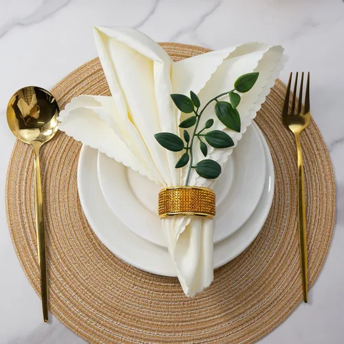 Miniatura 3 de Servilleteros dorados, servilleteros de plata con diamantes de imitación brillantes, juego de 20, banquete de boda de primavera, despedida