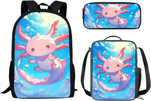 Miniatura 11 de Paquete de 3 bolsas escolares con estampado de bandera estadounidense para niños, mochila de gran capacidad para laptop, con cremallera, estuche