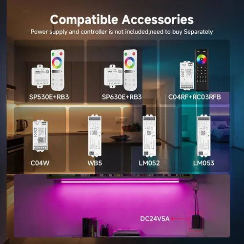 Miniatura 7 de SEZO RGBW COB LED Tira de luces RGB+blanco cálido 3000K 16.4FT/5M DC12V 896LEDs/m 0.472 in ancho FCOB RGBWW Flexible de alta densidad Uniforme Cinta