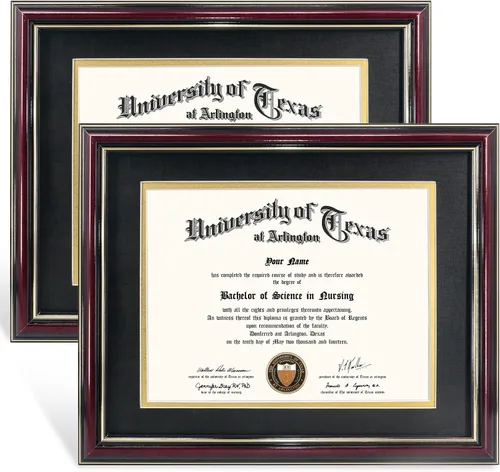 Miniatura 41 de GraduationMall Marco de diploma de certificado de 8.5 x 11, madera maciza y vidrio templado, acabado negro con ribete dorado