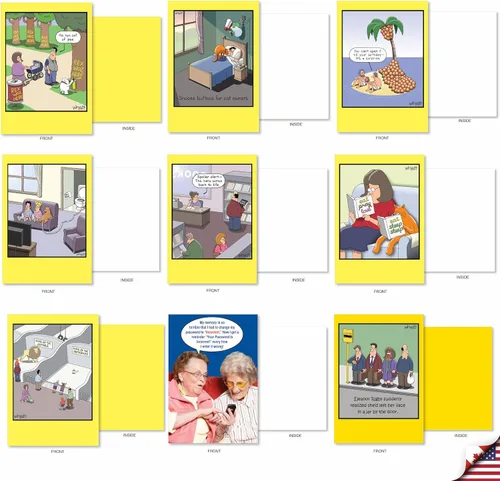 Miniatura 5 de NobleWorks - Caja de 36 tarjetas de felicitación en blanco divertidas surtidas con sobres, paquete variado de humor mixto - Amistad para hombres