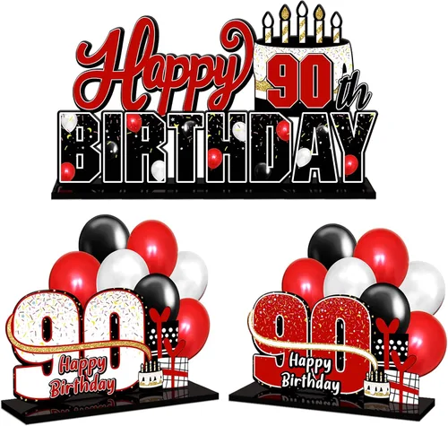 Miniatura 93 de LINGTEER Feliz 10º Cumpleaños Juego de Centros de Mesa de Acrílico Azul para Mesa - Brindemos por Diez Años Decoraciones de Regalo de Fiesta de 10º
