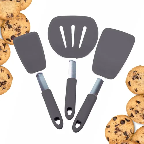 StarPack - Juego de espátulas de silicona flexible de alta calidad, 3 espátulas para utensilios de cocina antiadherentes, juego de espátulas de alta