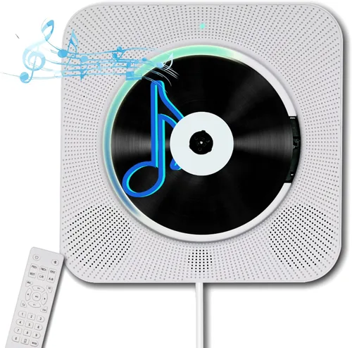 Reproductor de CD portátil con montaje en pared con Bluetooth, Homlab, reproductor de música de CD montable con altavoces HiFi incorporados, audio