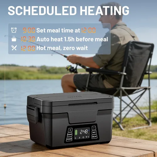 Miniatura 3 de Carsolt Lonchera eléctrica inalámbrica para adultos, lonchera térmica recargable de 1.2 L para hombres con control de aplicación, calentador