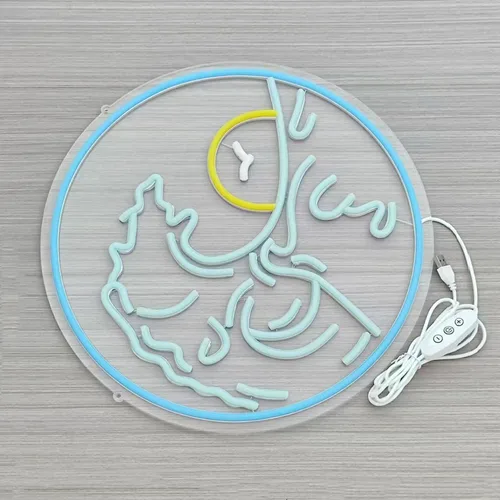 Miniatura 5 de Letreros de neón ondulados para decoración de pared, letrero de luz de neón Sunrize para decoración de habitación, luz nocturna LED regulable
