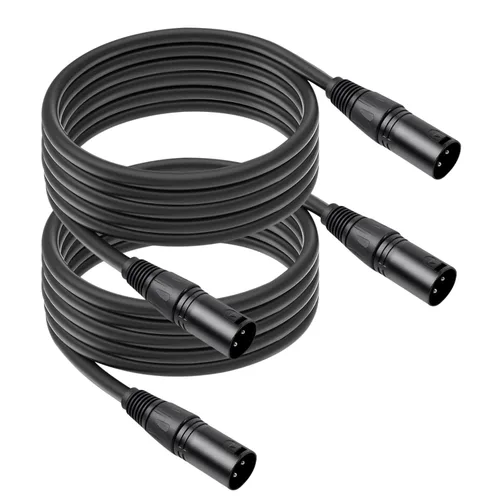 Miniatura 8 de Paquete de 2 cables de micrófono XLR macho a macho de 3 pines, cable de audio equilibrado profesional con cobre sin oxígeno, conectores chapados