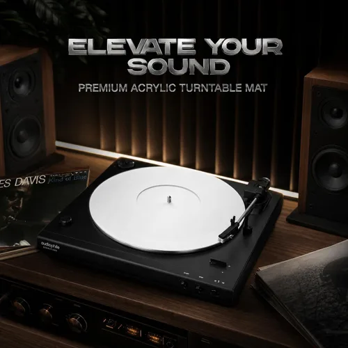 Miniatura 5 de Tapete acrílico blanco para tocadiscos, alfombrilla deslizante de plato de 11.75" para reproductor de discos de vinilo de 12'', antiestático