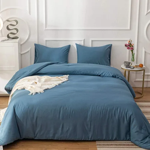Miniatura 30 de CLOTHKNOW Juego de edredón a rayas tamaño King de 3 piezas, juego de edredón negro y blanco, edredón suave de estilo granja con 2 fundas de almohada
