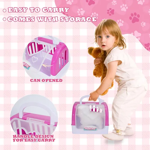 Miniatura 4 de Kit de médico para niñas, juegos de veterinarios para niños, juego de simulación con jaula para mascotas y juguete para gatitos, regalo de juego
