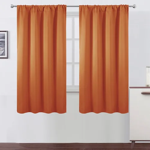 Miniatura 140 de LEMOMO Cortinas opacas negras para cocina, 42 x 45 pulgadas, juego de 2 paneles de cortinas opacas con bolsillo para cortinero para ventana pequeña