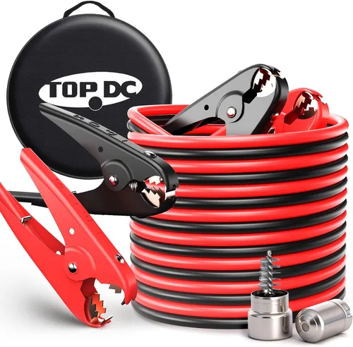 Miniatura 13 de TOPDC Cables de puente resistentes de 1000 amperios para batería de automóvil, cables resistentes para camiones diesel, kit de cables de puente