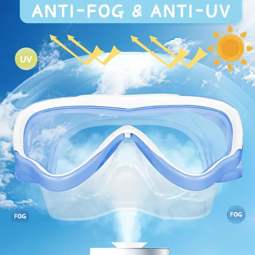 Miniatura 2 de Water Space Kids Swimming Goggles Swim Mask with Nose Cover for Kids Youth 3-15, Anti-Shattered Lens UV Protection No-leak Azul (1 paquete)
