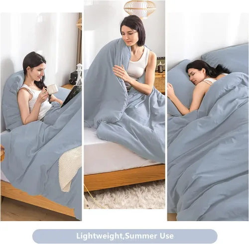 Miniatura 6 de COTTEBED Juego de colcha sólido tamaño king: ropa de cama de microfibra de algodón lavado súper suave y completamente delgada y ligera - 1 manta