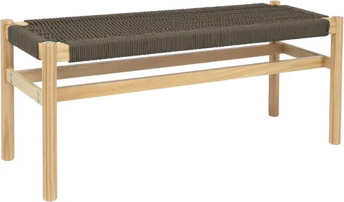 Main + Mesa Fernway - Banco de entrada de madera maciza y cuerda tejida, color verde musgo Verde salvia