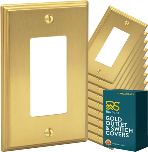 Miniatura 37 de Rio Salto BRASS - Placa de pared moderna de metal dorado para interruptor de luz o cubierta de enchufe, placa de pared para receptáculo individual
