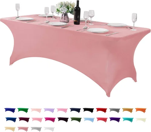 Miniatura 17 de Mantel de elastano para mesas de 4, 6 u 8 pies, mantel elástico universal ajustable para fiestas, banquetes, bodas y eventos - Verde manzana