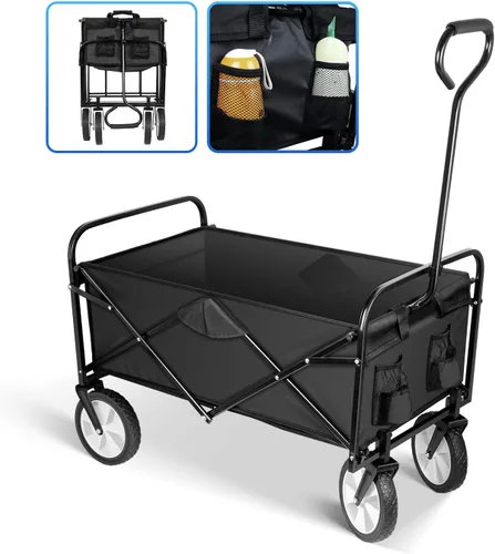 Miniatura 8 de YSSOA Carrito de Jardín Plegable, Rodante y Colapsible, Carrito de Utilidad para Campamento al Aire Libre con Ruedas Giratorias de 360 Grados