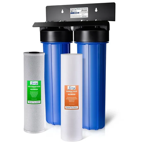 Miniatura 2 de iSpring Sistema de filtro de agua de 2 etapas para toda la casa con paquete de filtro de repuesto para sedimentos, cloro y más