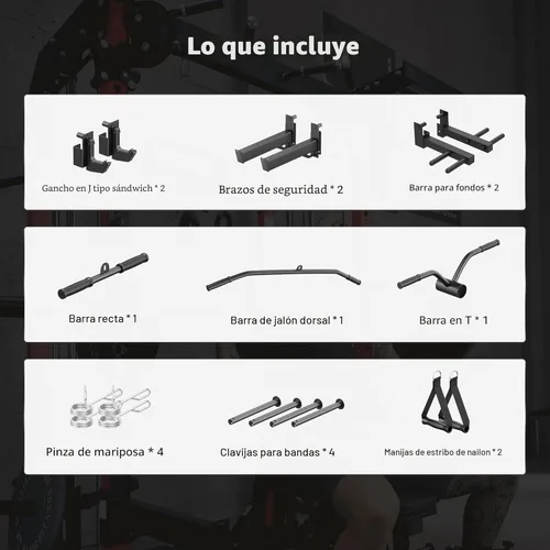 Miniatura 8 de MAJOR FITNESS F22 Power Rack, 1600lbs - Estante para sentadillas todo en uno con sistema de polea doble, marco de acero resistente, accesorios