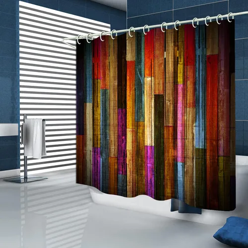 Miniatura 28 de Juego de cortinas de ducha de lámina dorada de ágata amatista (con 12 ganchos blancos en C), cortina de baño de tela de geoda impermeable