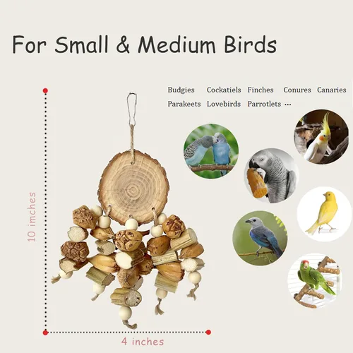 Miniatura 2 de Juguetes naturales para pájaros, juguetes masticables para loros, accesorios de jaula, soporte de madera para periquitos, loros, cacatúas