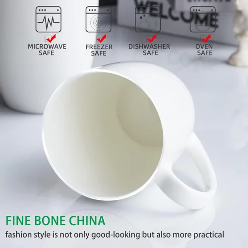 Miniatura 4 de Chulan Tazas de Café de Porcelana Fina de Hueso Blanca Delgada con Más del 45% de Contenido de Hueso 10 oz, Tazas de Porcelana Ligeras para Espresso
