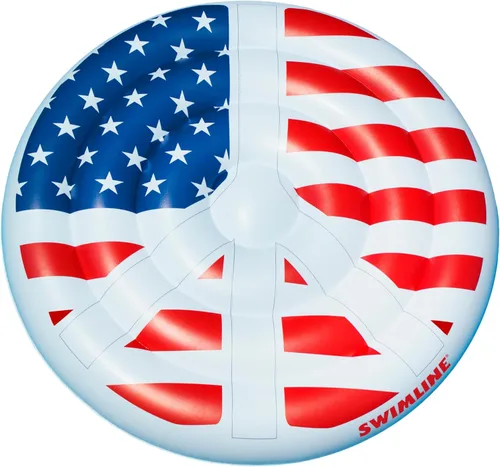 Miniatura 19 de Swimline Balsa inflable con diseño de bandera de la paz americana de isla para piscina