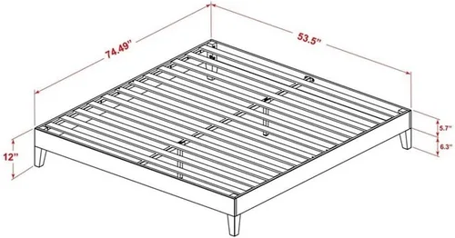 Miniatura 3 de East West Furniture NVP-22-F Marco de cama de tamaño matrimonial con 4 patas de madera dura y 2 patas centrales adicionales, acabado de nogal