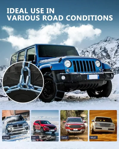 Miniatura 7 de SCITOO QG2228CAM Cadenas de nieve para automóviles, camionetas y SUV, cadena universal de tracción de emergencia para neumáticos, cadenas