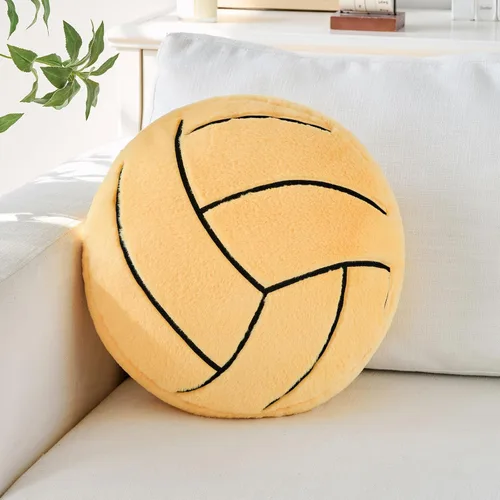 Miniatura 12 de Almohada de béisbol, almohada con forma de béisbol de 12 pulgadas, cojín de asiento con piel sintética de conejo, almohada redonda para decoración