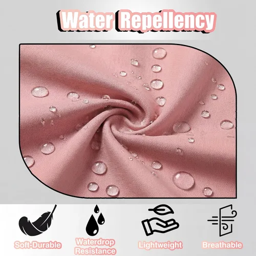 Miniatura 4 de TOSHE Delantal de cocina de algodón resistente a las gotas de agua con delantales ajustables para mujer con bolsillos, 10 opciones de color, Rosa