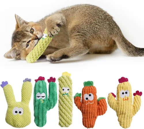 Miniatura 9 de Pawsible - 5 paquetes de juguetes de hierba gatera para gatos de interior - 100% hierba gatera orgánica rellena, sin algodón, juguetes duraderos