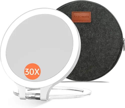 Miniatura 14 de FASCINATE Espejo de Aumento 10X 1X de Doble Cara con Magnificación Espejo de Tocador para Maquillaje Espejo Iluminado Recargable con 3