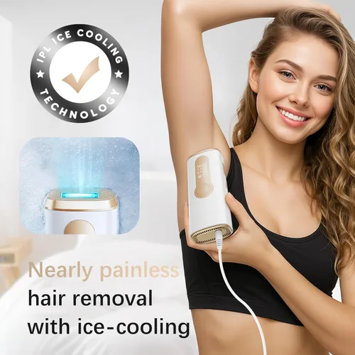 Miniatura 2 de Dispositivo de depilación láser IPL para mujeres y hombres, seguro en casa, contacto de enfriamiento de hielo a 45 °F para resultados indoloros
