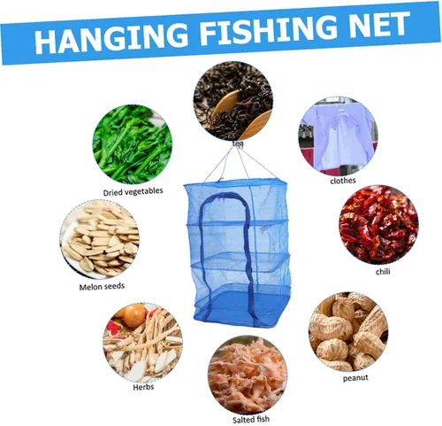 Miniatura 2 de Red de secado plegable para jaula de pescado para alimentos Rejilla de secado de ropa Estante de secado de lavandería plegable Frutas Verduras Jaula