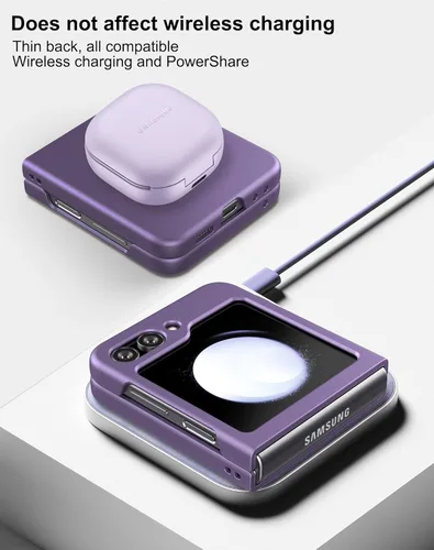 Miniatura 4 de Funda delgada para Galaxy Z Flip 5, [película de pantalla frontal dura transparente incorporada + parte trasera de policarbonato duro]