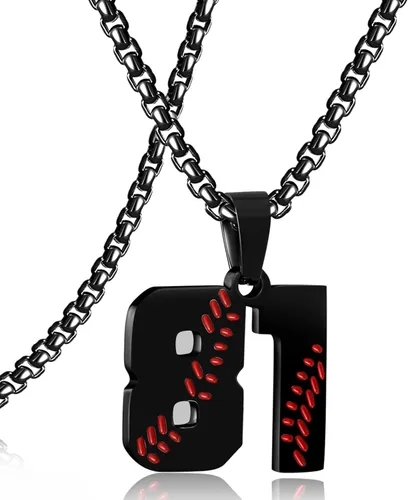Miniatura 87 de SKQIR Colgante de número de jersey de béisbol para hombres y niños - Cadena de acero inoxidable para atletas - Negro
