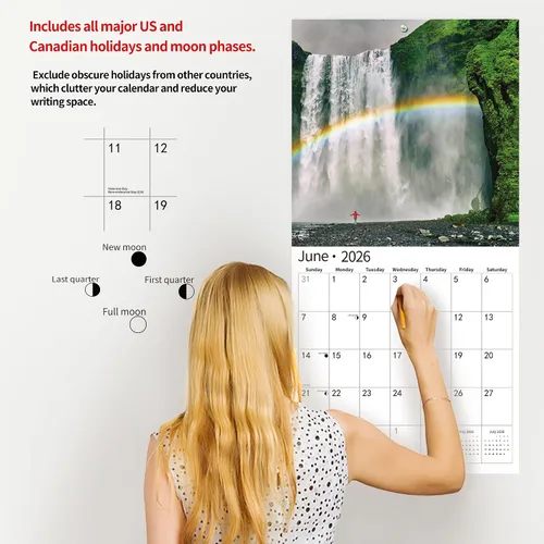 Miniatura 5 de Calendario de pared 2026, calendario 2026, noviembre de 2025 a diciembre de 2026, calendario de pared arcoíris, 12 x 24 pulgadas abierto, página